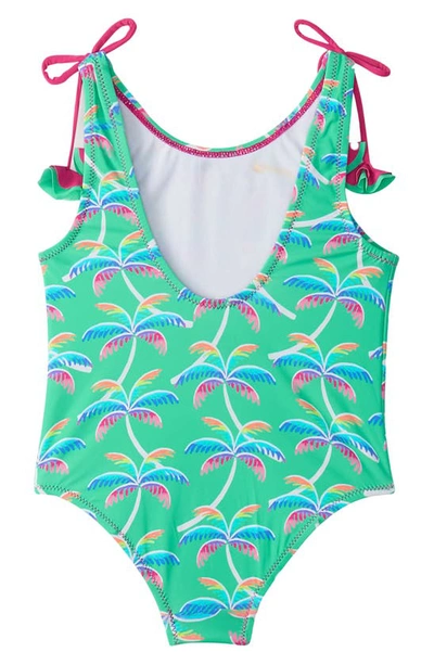 Shop Hatley Rainbow Palm Bow One-piece Swimsuit In Green