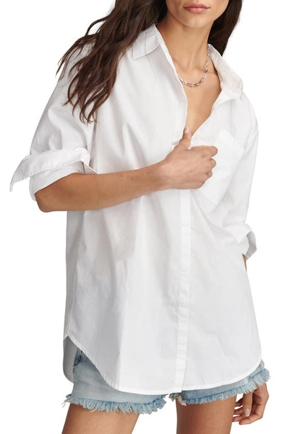 Shop Lucky Brand Oversize Cotton Button-up Shirt In Bright White