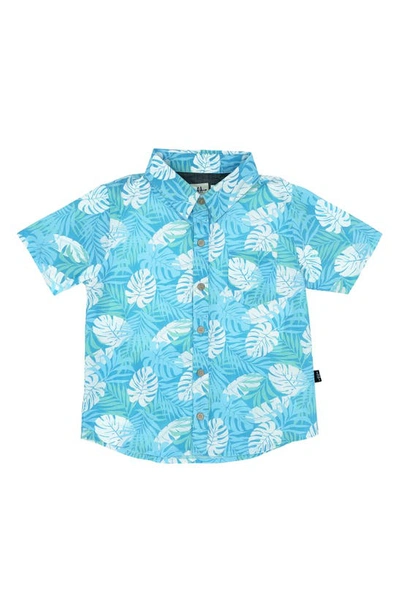 Shop Feather 4 Arrow Paradise Palm Short Sleeve Button-up Shirt In Blue Grotto