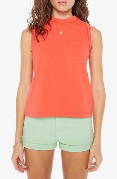 Shop Mother The Mock 10 T-shirt In Hot Coral
