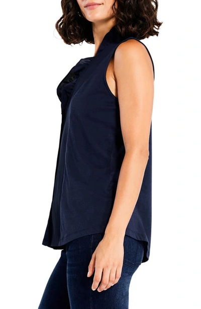 Nic + Zoe Ruffled Around Sleeveless Top In Dark Indigo