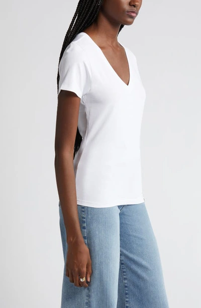 Shop Nordstrom Everyday V-neck Pima Cotton Blend T-shirt In White