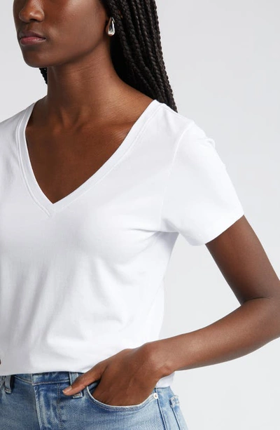 Shop Nordstrom Everyday V-neck Pima Cotton Blend T-shirt In White