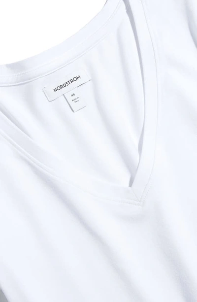 Shop Nordstrom Everyday V-neck Pima Cotton Blend T-shirt In White