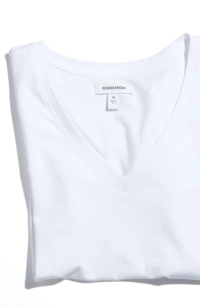 Shop Nordstrom Everyday V-neck Pima Cotton Blend T-shirt In White