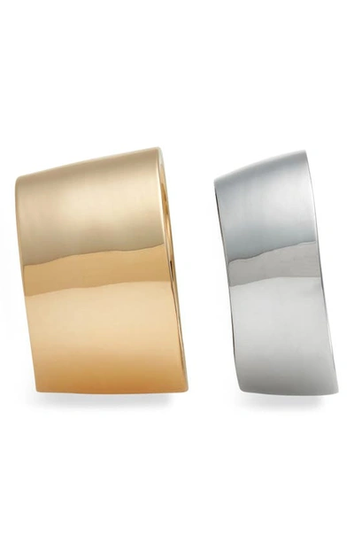 Shop Open Edit Set Of 2 Cigar Band Rings In Rhodium- Gold