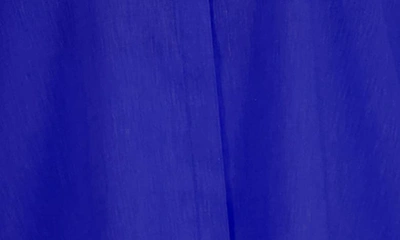 Shop Foxcroft Olivia Bracelet Sleeve Hidden Placket Linen Blend Top In Royal Blue