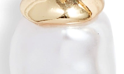 Shop Open Edit Imitation Pearl Bar Drop Earrings In White- Gold