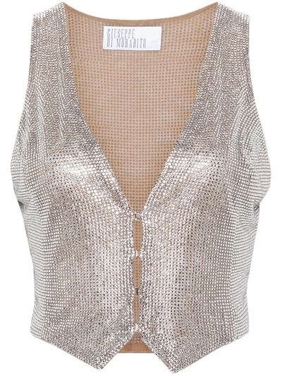 Shop Giuseppe Di Morabito Short Vest Embellished With Crystals In Multicolour