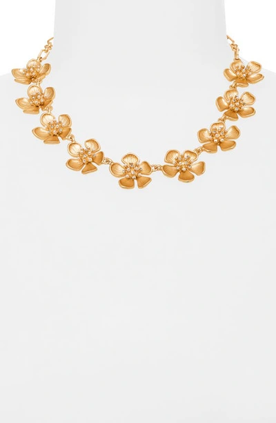 Shop Nordstrom Imitation Pearl & Crystal Floral Necklace In Clear- White- Gold