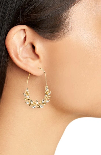 Shop Nordstrom Delicate Crystal Vine Pull Through Hoop Earrings In Clear- Gold