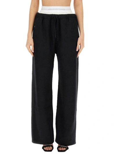 Shop Alexander Wang T T By Alexander Wang Wide Leg Sweatpants In Black