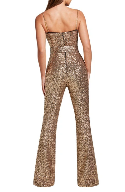 Shop Nadine Merabi Lucinda Sequin Sleeveless Jumpsuit In Gold