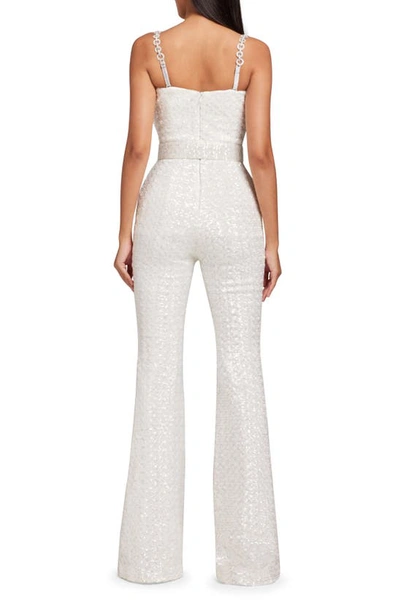 Shop Nadine Merabi Lucinda Sequin Sleeveless Jumpsuit In White