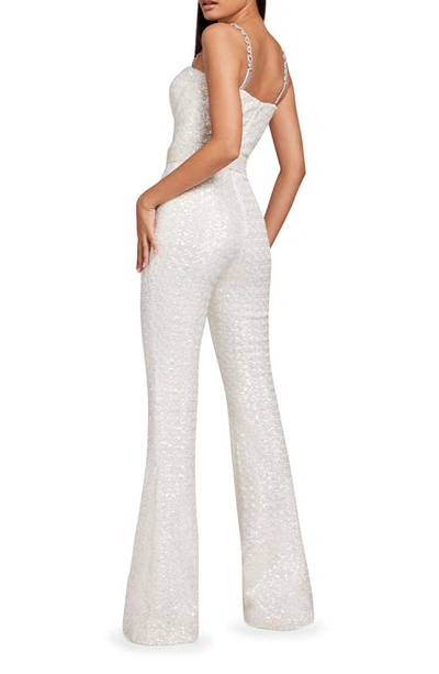 Shop Nadine Merabi Lucinda Sequin Sleeveless Jumpsuit In White