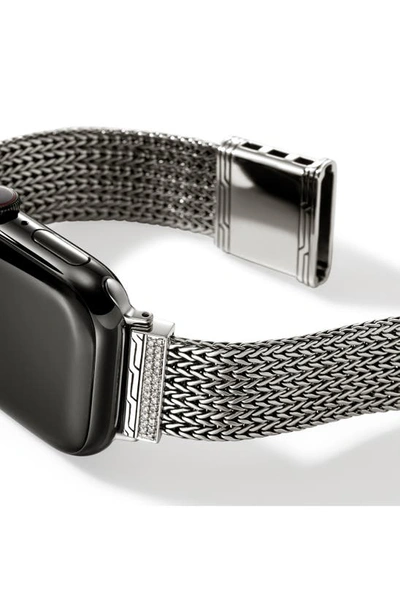 John Hardy Smart Watch Strap Diamond Pavé, 18mm In Silver
