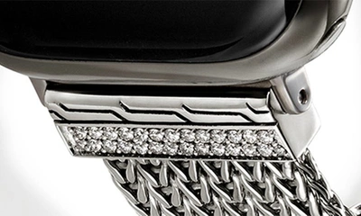 John Hardy Smart Watch Strap Diamond Pavé, 18mm In Silver