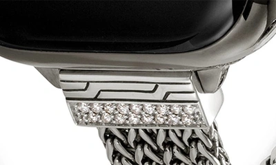 Shop John Hardy Smart Watch Strap Diamond Pave, 12mm In Silver