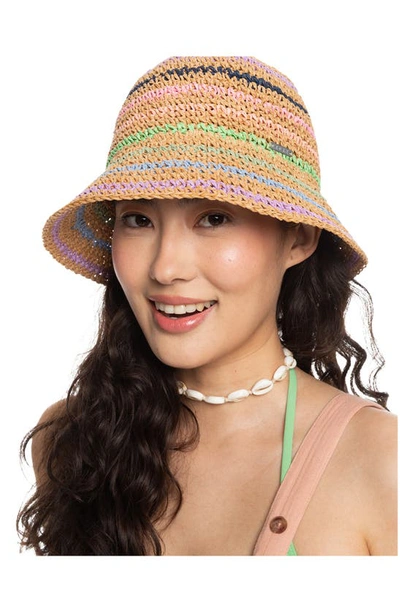 Shop Roxy Candied Peacy Bucket Hat In Natural Multi