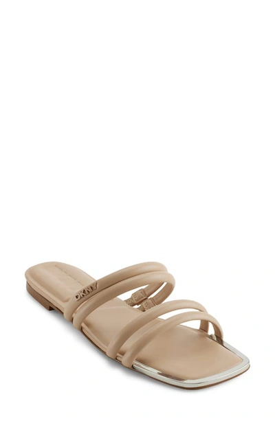 Shop Dkny Square Toe Slide Sandal In Light Taupe