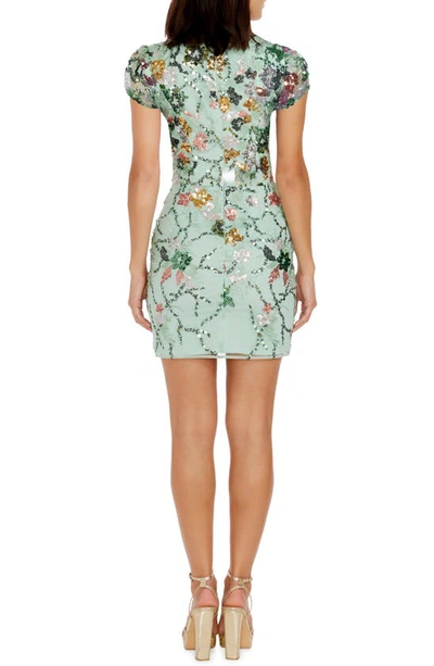 Dress The Population Jillian Sequin Minidress In Sage Multi