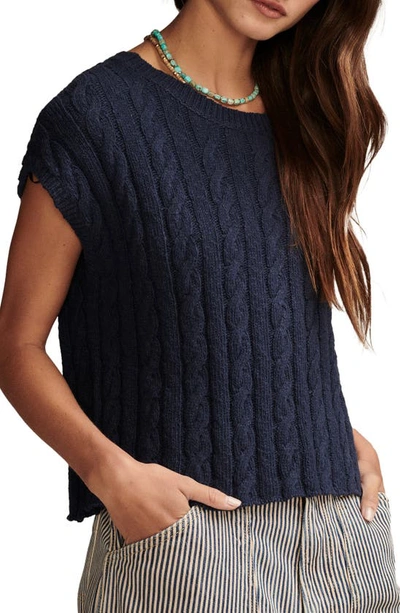 Shop Lucky Brand Baby Cable Cotton Sweater In Cadet Navy