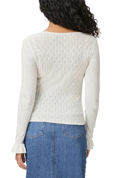 Shop Paige Beata Ruffle Cuff Cable Stitch Sweater In Ivory