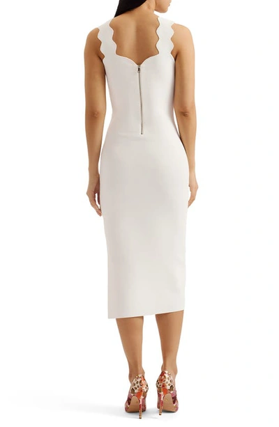Shop Ted Baker Sharmay Scallop Body-con Midi Dress In Ivory