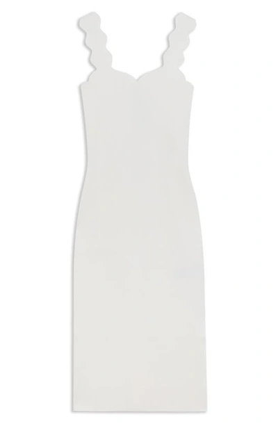 Shop Ted Baker Sharmay Scallop Body-con Midi Dress In Ivory