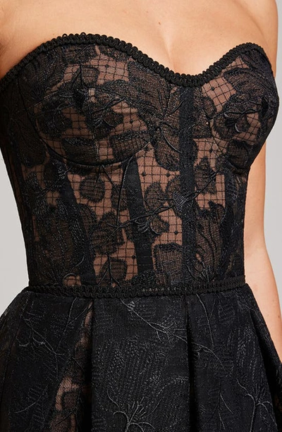 Shop Nadine Merabi Olivia Strapless Lace Dress In Black