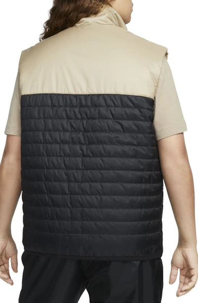 Shop Nike Therma-fit Windrunner Vest In Black/ Khaki/ Sail