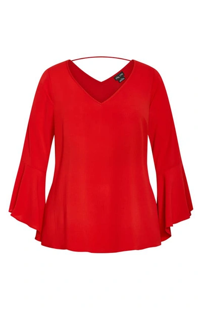 Shop City Chic Bell Sleeve Top In Love Red