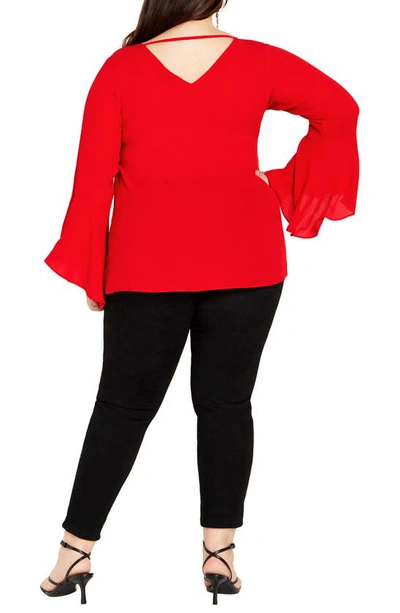 Shop City Chic Bell Sleeve Top In Love Red