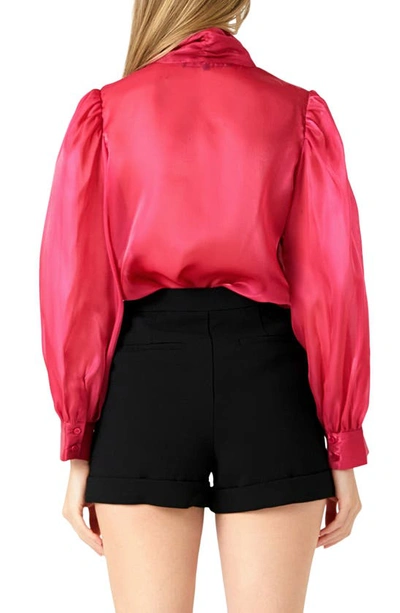 Endless Rose Women's Organza Blouse Top In Fuchsia