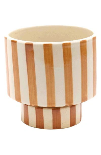 Shop Justina Blakeney Kaya Shorty 2-piece Ceramic Planter In Amber Strip