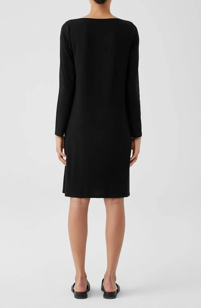 Shop Eileen Fisher Long Sleeve Cowl Neck Jersey Shift Dress In Black