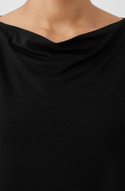 Shop Eileen Fisher Long Sleeve Cowl Neck Jersey Shift Dress In Black