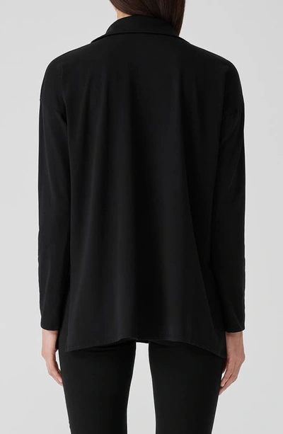 Shop Eileen Fisher Organic Cotton Johnny Collar Tunic Top In Black