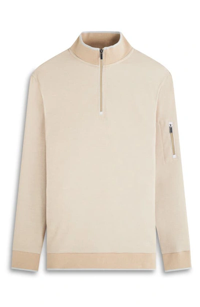 Bugatchi Quarter Zip Pullover In Beige