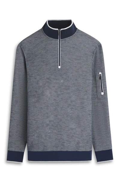 Shop Bugatchi Quarter Zip Pullover In Navy