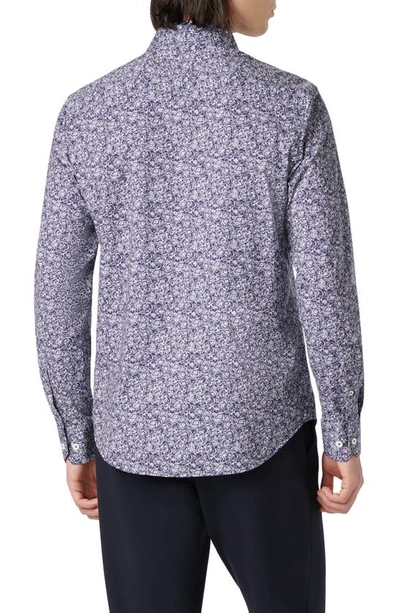 Shop Bugatchi James Ooohcotton® Floral Print Button-up Shirt In Navy