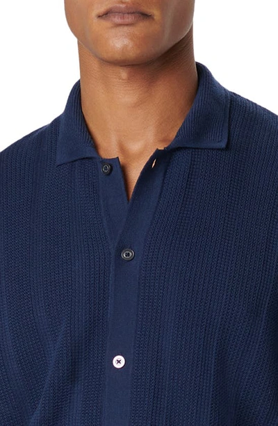 Shop Bugatchi Rib Short Sleeve Polo Sweater In Navy