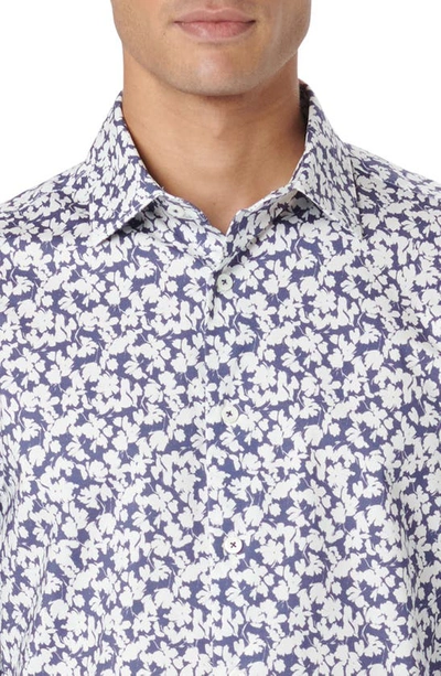 Shop Bugatchi James Ooohcotton® Floral Button-up Shirt In Navy