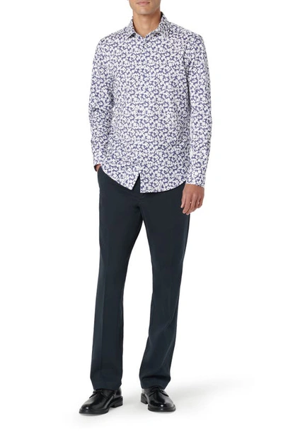 Shop Bugatchi James Ooohcotton® Floral Button-up Shirt In Navy