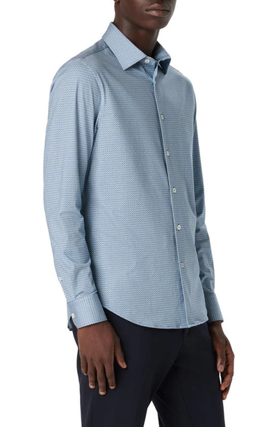 Shop Bugatchi James Ooohcotton® Geometric Print Button-up Shirt In Turquoise