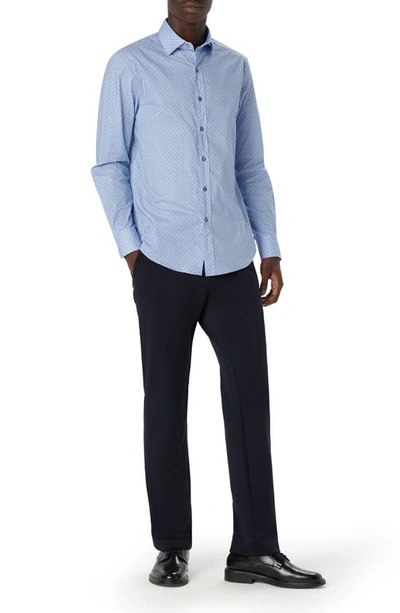 Shop Bugatchi Axel Shaped Fit Trellis Print Stretch Cotton Button-up Shirt In Air Blue