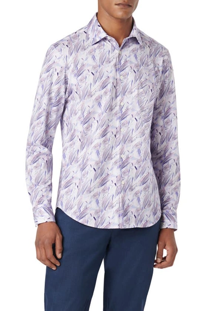 Shop Bugatchi James Ooohcotton® Feather Print Button-up Shirt In Pink