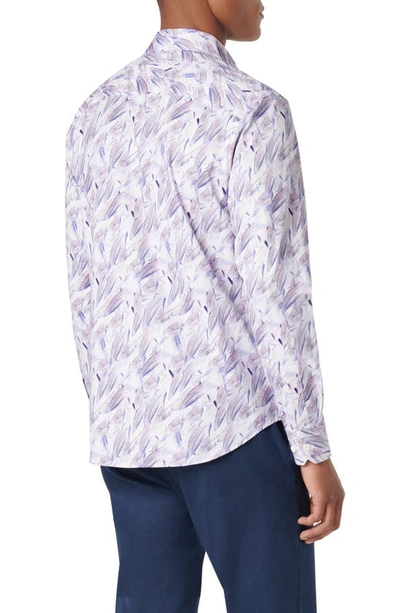 Shop Bugatchi James Ooohcotton® Feather Print Button-up Shirt In Pink