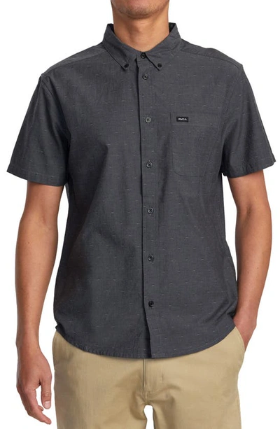 Shop Rvca That'll Do Dobby Short Sleeve Button-down Shirt In Black
