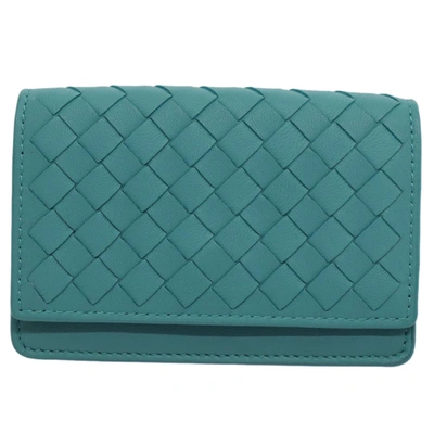 Shop Bottega Veneta Intrecciato Blue Leather Wallet  ()